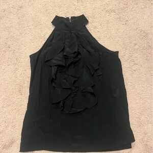 Barneys New York Co-Op Sleeveless Ruffle Black Silk Blouse size S